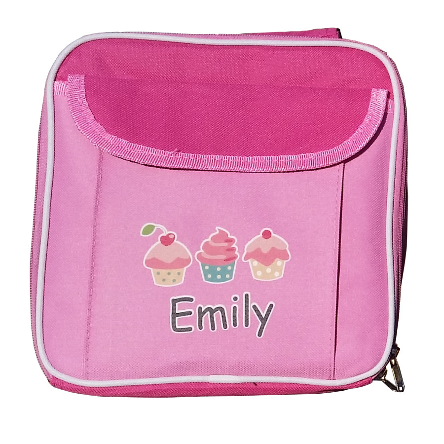 Personalised School Lunch Box Bag For Girls Insulated Pink Name 
